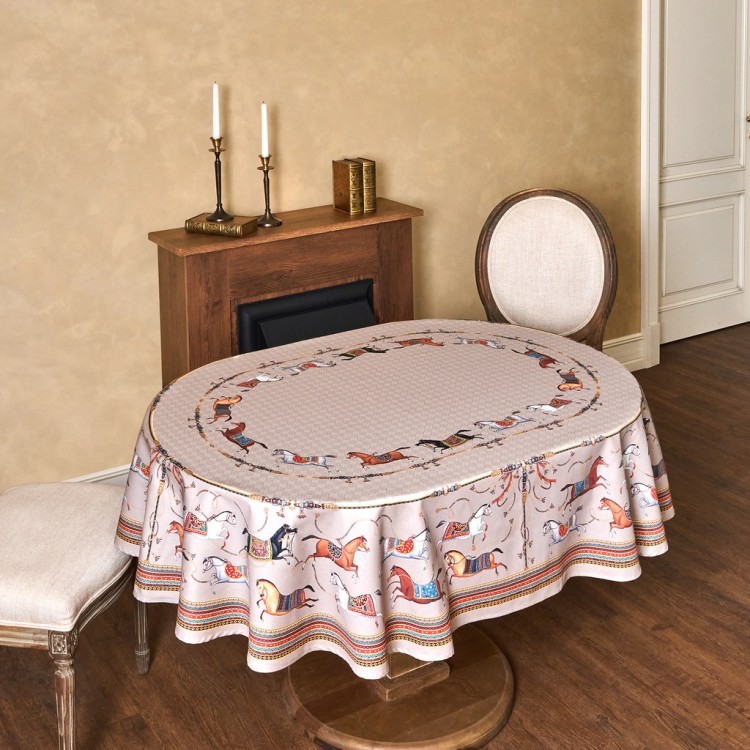 Скатерть овальная "passage"140х180см ,капучино, 100% хлопок,твил, пропитка Lefard (850-760-4)