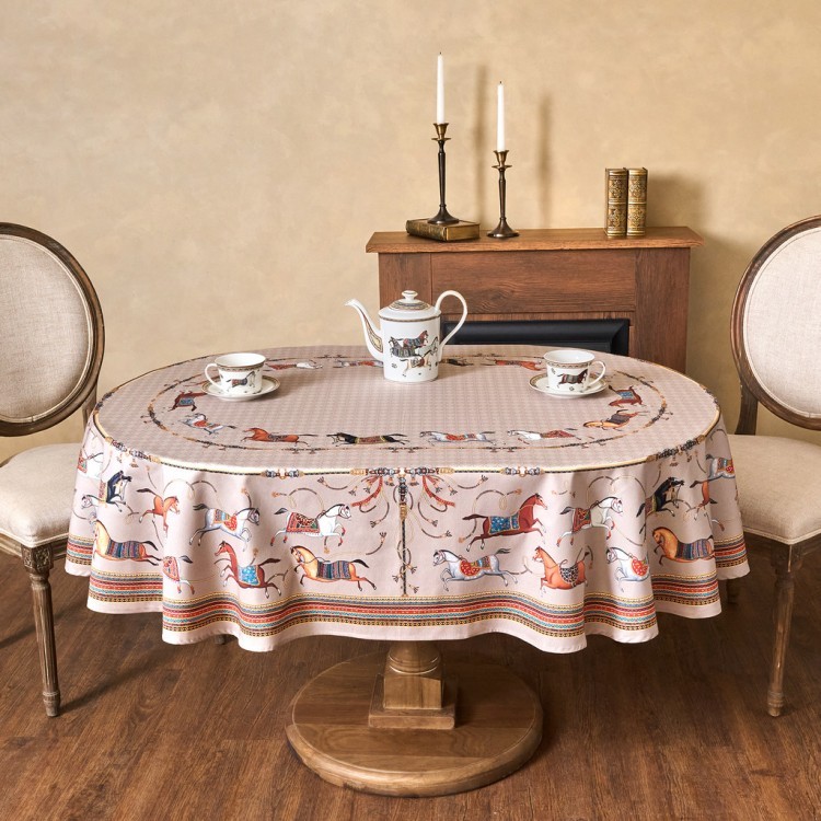 Скатерть овальная "passage"140х180см ,капучино, 100% хлопок,твил, пропитка Lefard (850-760-4)