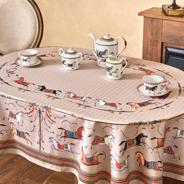 Скатерть овальная "passage"140х180см ,капучино, 100% хлопок,твил, пропитка Lefard (850-760-4)