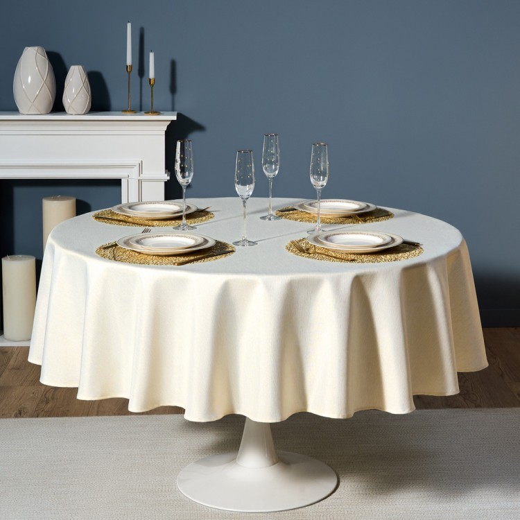 Скатерть  d190 cm круглая, "феерия. золото", цвет: бежевый, tm lefard, полиэстер 100% Lefard (986-003-25)