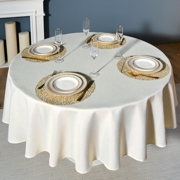 Скатерть  d190 cm круглая, "феерия. золото", цвет: бежевый, tm lefard, полиэстер 100% Lefard (986-003-25)