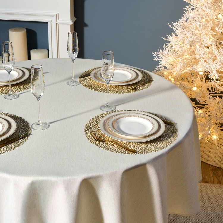 Скатерть  d190 cm круглая, "феерия. золото", цвет: бежевый, tm lefard, полиэстер 100% Lefard (986-003-25)