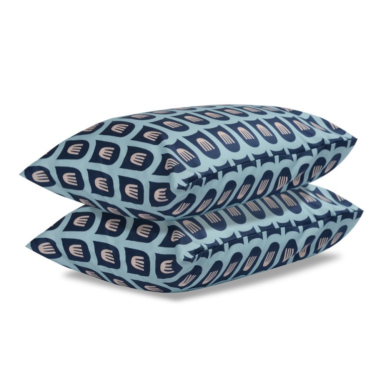 Комплект постельного белья полутораспальный из сатина голубого цвета с принтом blossom time из коллекции cuts&pieces (66410)