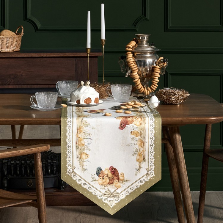 Дорожка "золотая курочка" 45х215см, 100% хлопок, твил Lefard (850-767-31)