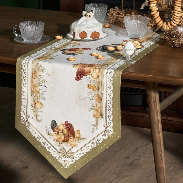 Дорожка "золотая курочка" 45х215см, 100% хлопок, твил Lefard (850-767-31)