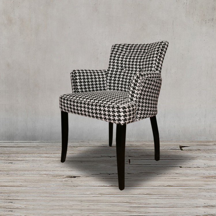 Полукресло Кравли DC0252B-1D/ZUCCA-99, Массив каучукового дерева, лен, black/white, ROOMERS FURNITURE Полукресло Кравли DC0252B-1D/ZUCCA-99, Массив каучукового дерева, лен, black/white, ROOMERS FURNITURE