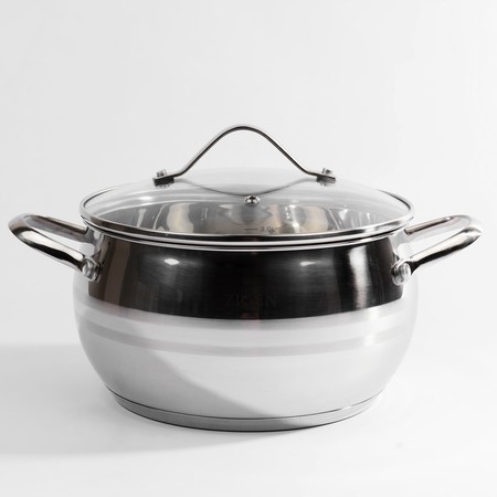 Набор кастрюль ZG (3пр полусф.2,1/3,1/4,1л мет.ручк.стекл.кр) ZIGEN (519)