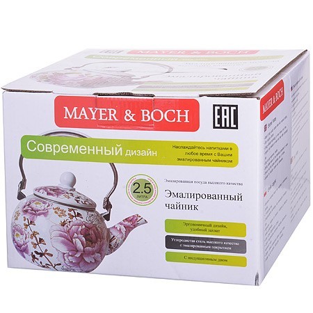 Чайник Эмаль 2,5л с/кр Цветы Mayer&Boch (26492)