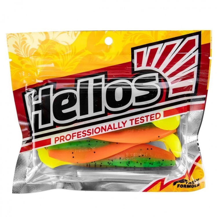Виброхвост Helios Zander 4"/10,2см, цвет Pepper Green & Orange LT 5 шт HS-36-032 (77930)