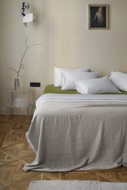 Простыня на резинке из сатина из коллекции meditation, olive, 180х200х30 см (77758)