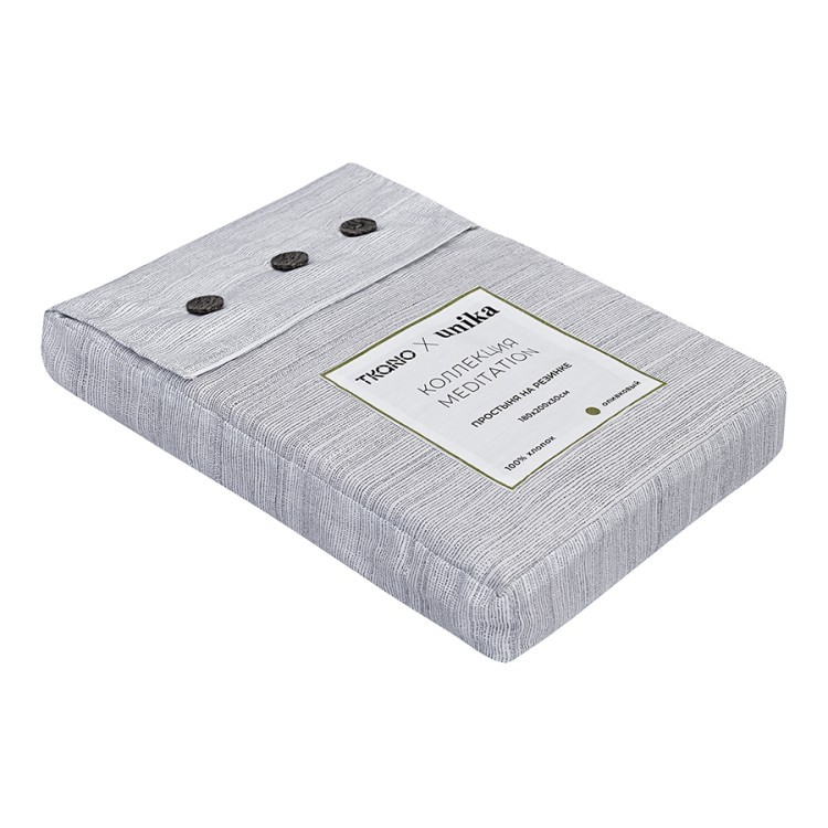 Простыня на резинке из сатина из коллекции meditation, olive, 180х200х30 см (77758)