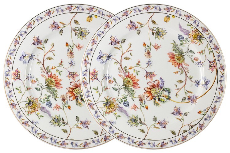 Набор обеденных тарелок Флора белый, 26,5 см, 2 шт - AL-1557W-DP-P4 Anna Lafarg Primavera