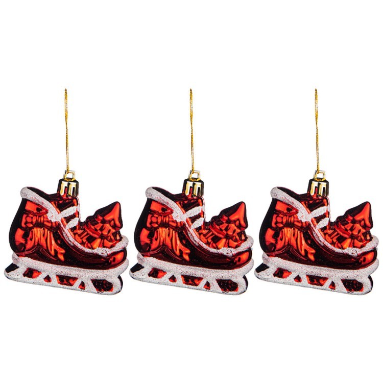 Набор декоративных подвесок из 3 шт."сани" коллекция "red&gold"  длина=7 см Lefard (858-130)