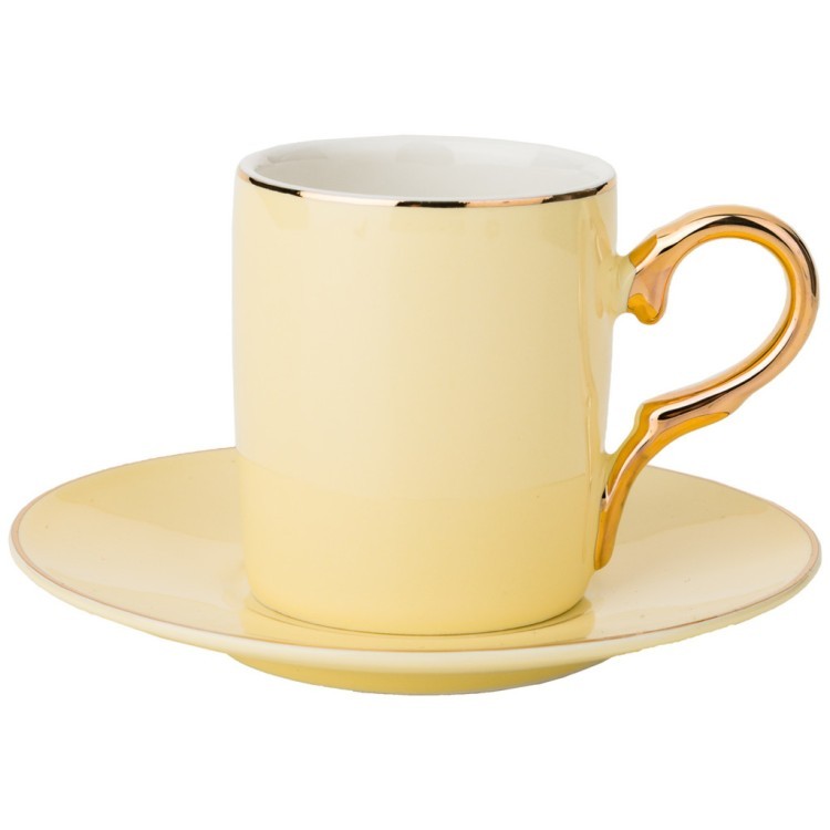 Кофейный набор на 4пер. 8пр. 90мл, 4 цвета: серый, желтый, розовый, мятный Lefard (91-058)