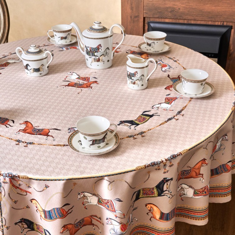 Скатерть круглая "passage" 190см ,капучино, 100% хлопок,твил,пропитка Lefard (850-760-25)