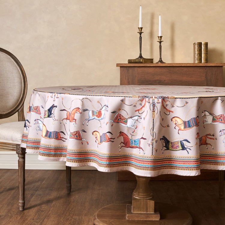 Скатерть круглая "passage" 190см ,капучино, 100% хлопок,твил,пропитка Lefard (850-760-25)