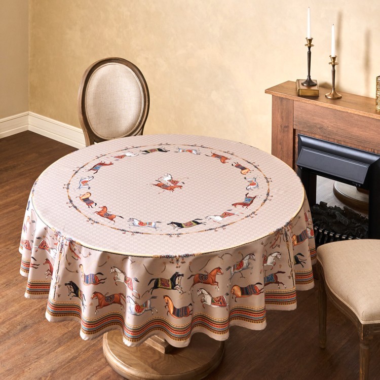 Скатерть круглая "passage" 190см ,капучино, 100% хлопок,твил,пропитка Lefard (850-760-25)