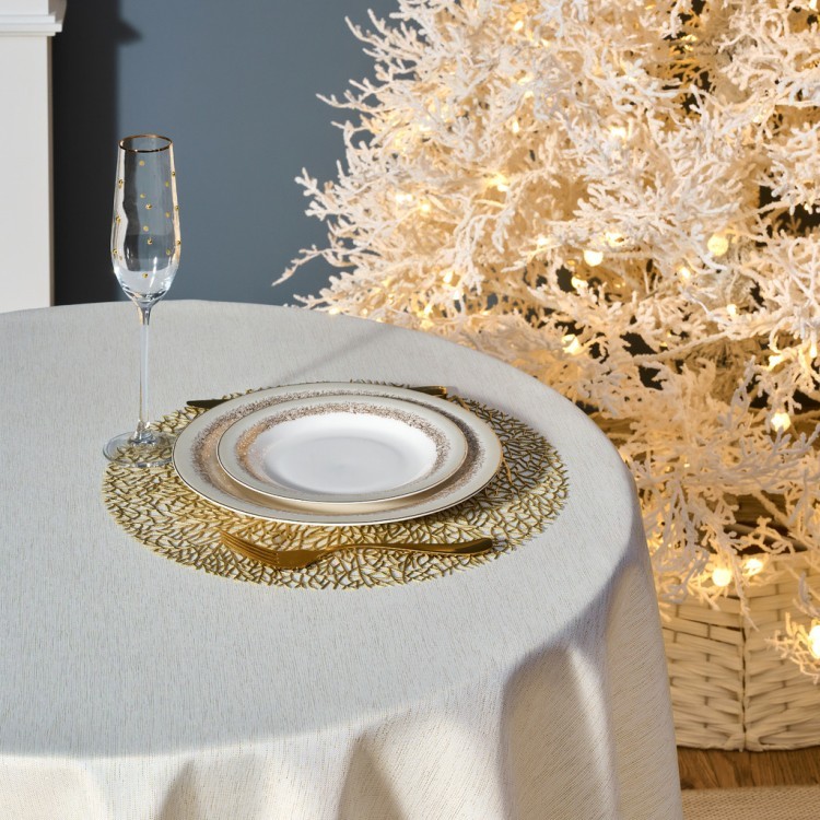 Скатерть  d150 cm круглая, "феерия. золото", цвет: бежевый, tm lefard, полиэстер 100% Lefard (986-003-24)