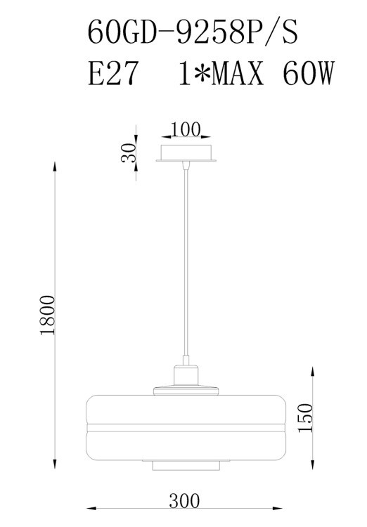 Лампа потолочная d30см h180см (TT-00002224)