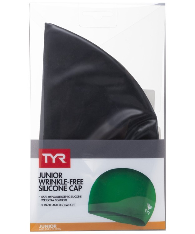 Шапочка плавательная Wrinkle Free Junior Silicone Cap, силикон, LCSJR/001, черный (724326)