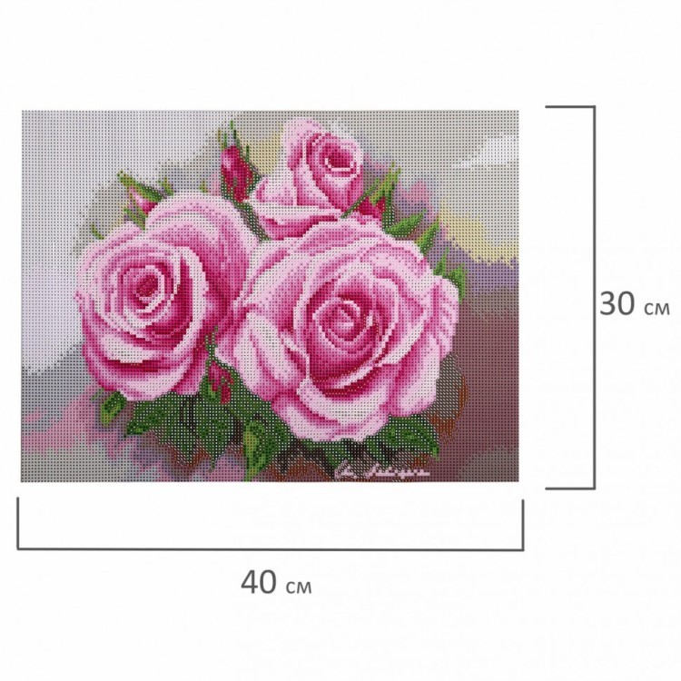 Алмазная мозаика 30х40 см Остров Сокровищ Нежность роз без подрамника 662404 (1) (89013)