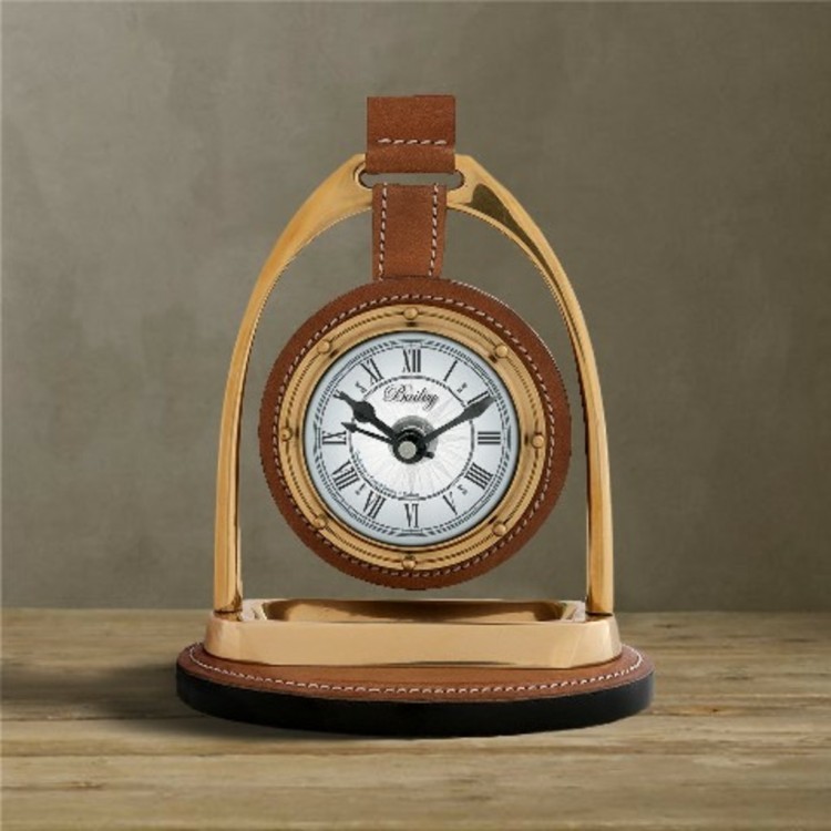 Часы Бейли 107023(ACC07023), металл, кожа, стекло, bronze/brown, ROOMERS FURNITURE Часы Бейли 107023(ACC07023), металл, кожа, стекло, bronze/brown, ROOMERS FURNITURE