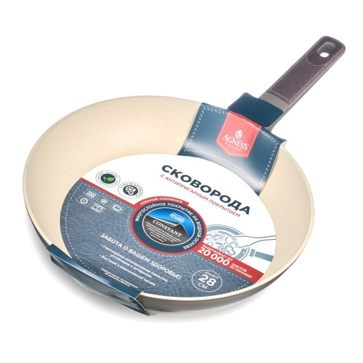 Сковорода с антипригарным покрытием pfluon marble, 28*5,2 см Agness (902-103) Сковорода с антипригарным покрытием pfluon marble, 28*5,2 см Agness (902-103)