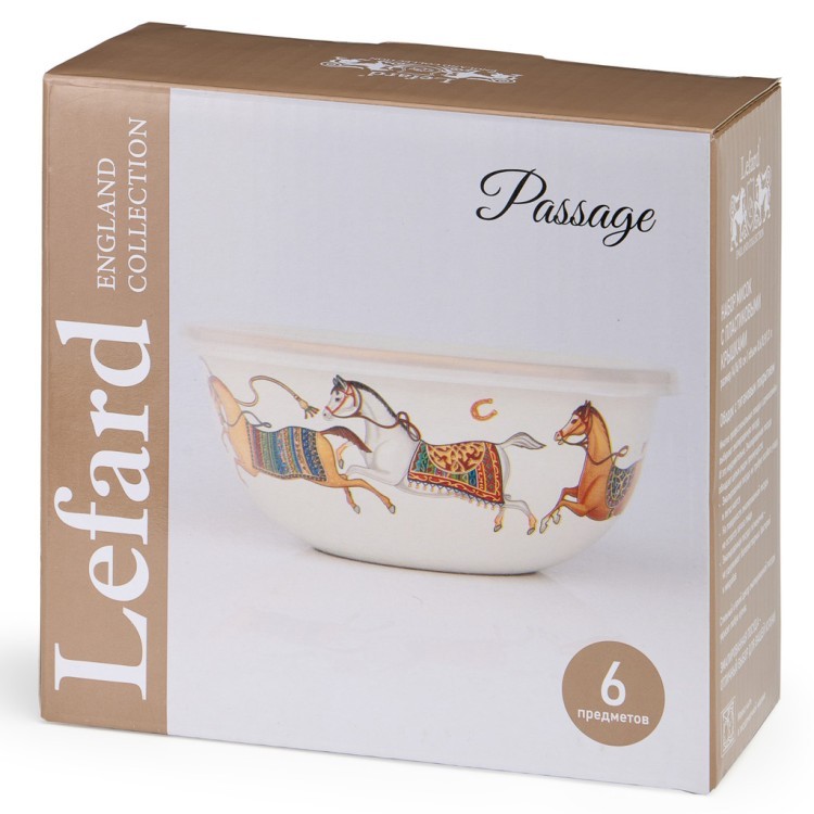 Набор мисок lefard эмалирован. с пластик.крышками, серия passage, 6пр. 14/16/18см, 0,6/0,9/1,3л Lefard (950-655)