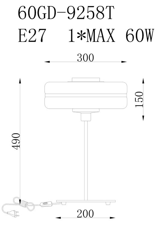 Лампа настольная, d.30см h.49см (TT-00002225)