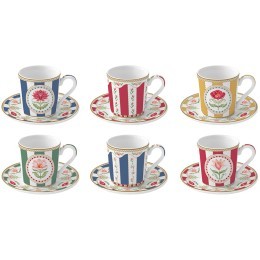 Набор кофейных чашек с блюдцем flowery, 100 мл, 6 шт. (80336)