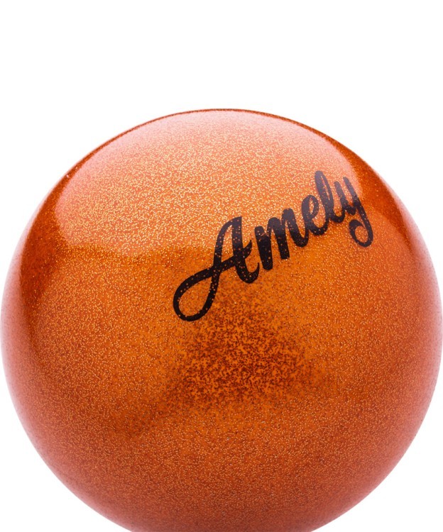 Мяч для художественной гимнастики AGB-103 19 см, оранжевый, с насыщенными блестками (445603)