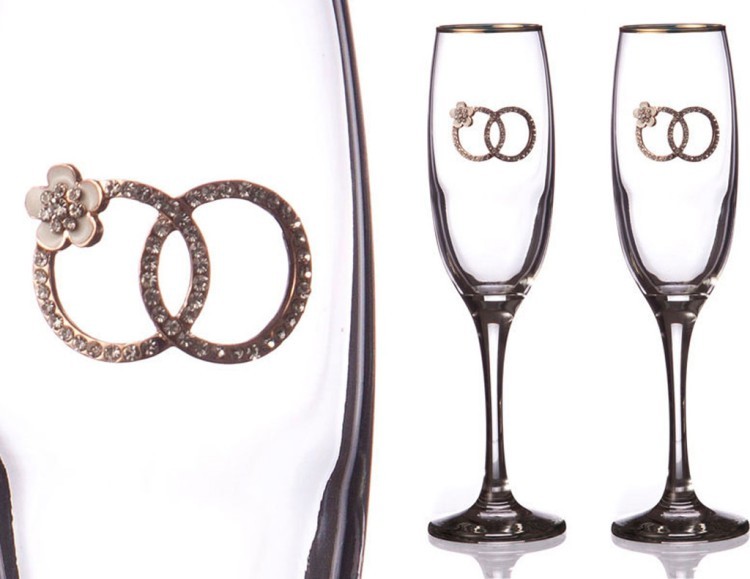 Набор бокалов для шампанского из 2 шт. с золотой каймой 170 мл. SANTALINO (802-510632)