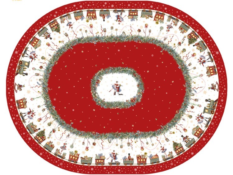 Скатерть  овальная  "щелкунчик" ,140х180см ,красный, 100% хлопок ,твил Lefard (850-762-4)