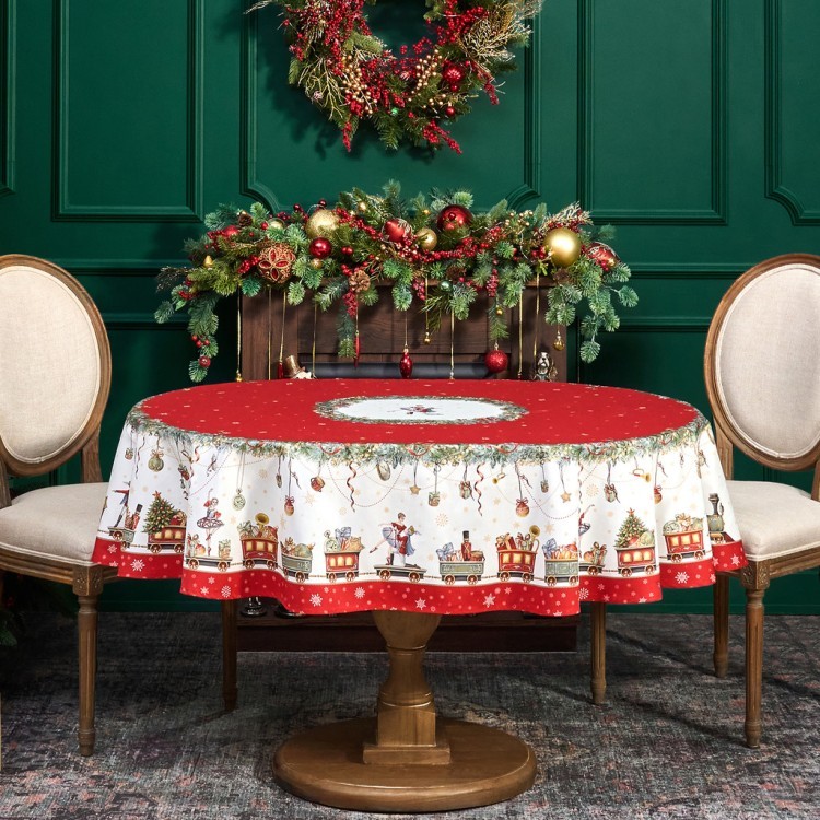 Скатерть  овальная  "щелкунчик" ,140х180см ,красный, 100% хлопок ,твил Lefard (850-762-4)