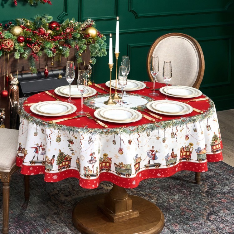 Скатерть  овальная  "щелкунчик" ,140х180см ,красный, 100% хлопок ,твил Lefard (850-762-4)