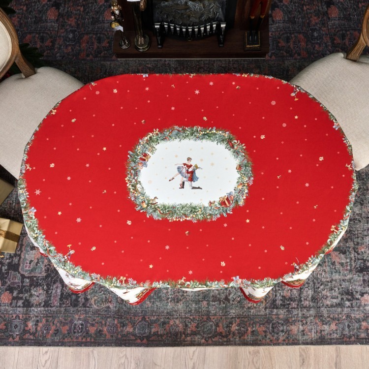 Скатерть  овальная  "щелкунчик" ,140х180см ,красный, 100% хлопок ,твил Lefard (850-762-4)