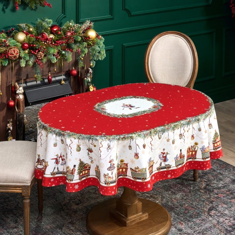 Скатерть  овальная  "щелкунчик" ,140х180см ,красный, 100% хлопок ,твил Lefard (850-762-4)