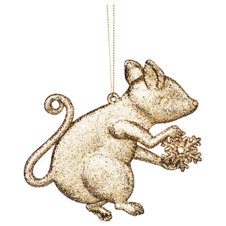 Елочное украшение "мышка" 11,9 см шампань с глиттером без упаковки Lefard (865-420)