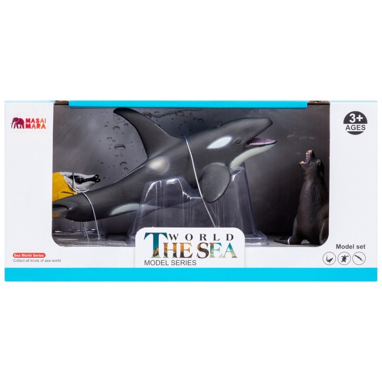 Фигурки игрушки серии "Мир морских животных": Касатка, рыбка-лиса, морской лев (набор из 3 фигурок животных) (ММ203-007)