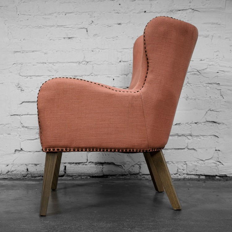 Полукресло Лори Lory/Boca 21, каркас дуб, обивка лен, pink, ROOMERS FURNITURE Полукресло Лори Lory/Boca 21, каркас дуб, обивка лен, pink, ROOMERS FURNITURE