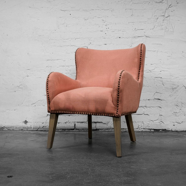 Полукресло Лори Lory/Boca 21, каркас дуб, обивка лен, pink, ROOMERS FURNITURE Полукресло Лори Lory/Boca 21, каркас дуб, обивка лен, pink, ROOMERS FURNITURE