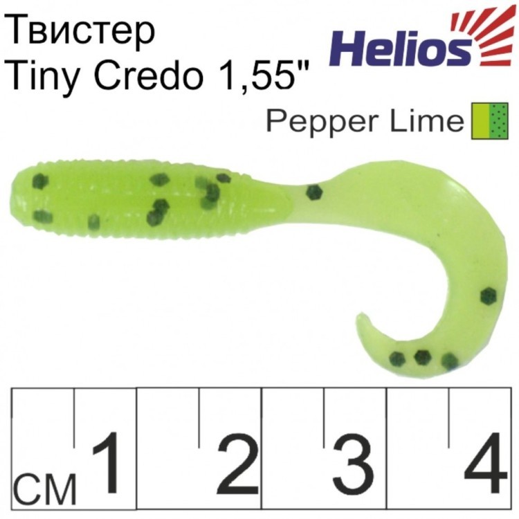 Твистер Helios Тiny Credo 1,55"/4 см, цвет Pepper Lime 12 шт HS-8-009 (78235)