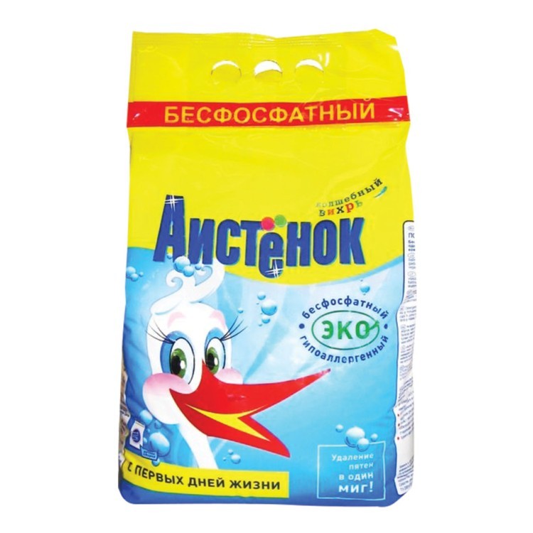 Стиральный порошок детский безфосфатный Аистенок Волшебный вихрь 4 кг (1) (65176)