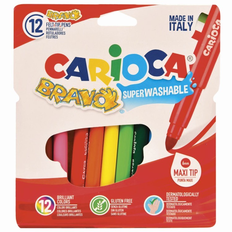 Фломастеры суперсмываемые утолщенные Carioca Bravo 12 цветов 42755/151910 (2) (66548)