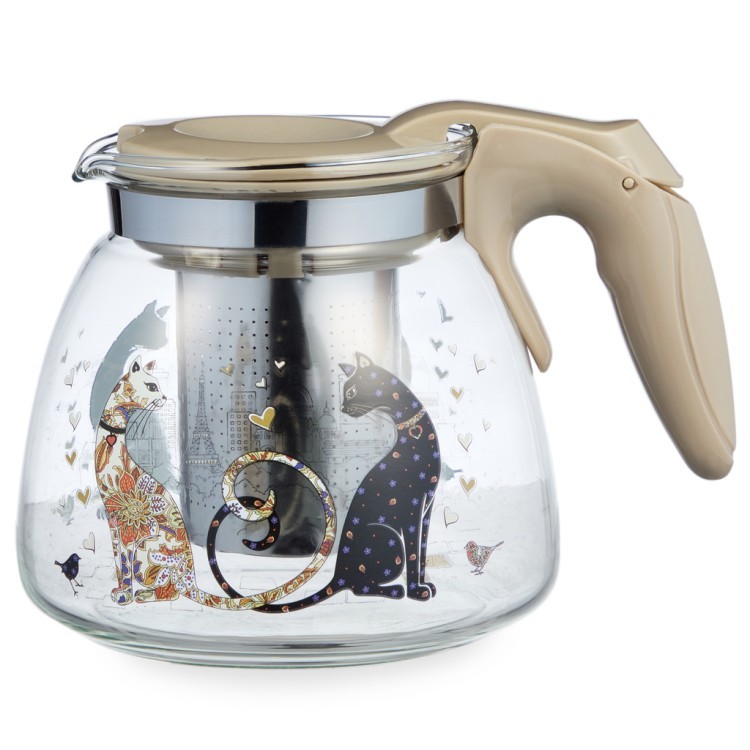 Заварочный чайник agness с фильтром "парижские коты"  900 мл. Agness (885-118)