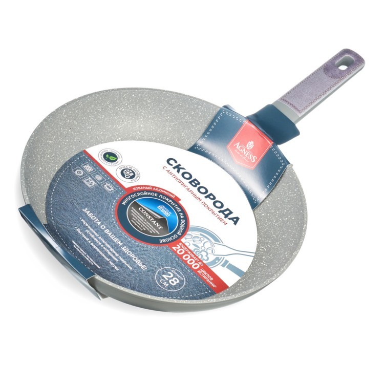 Сковорода с антипригарным покрытием pfluon marble, 28*5,2 см Agness (902-123) Сковорода с антипригарным покрытием pfluon marble, 28*5,2 см Agness (902-123)