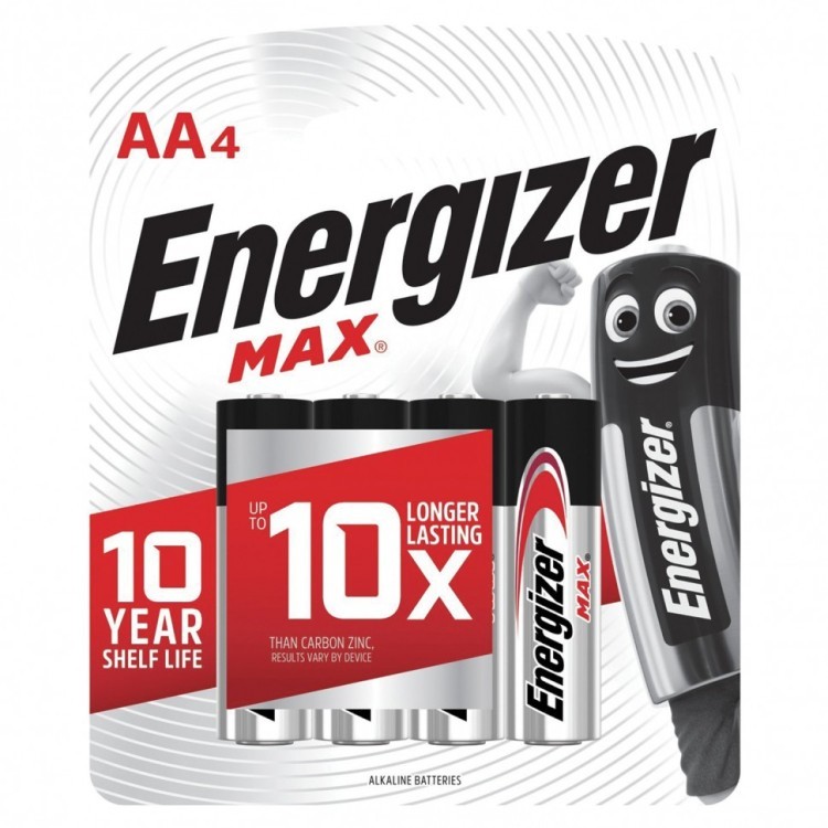 Батарейки алкалиновые Energizer Max LR06 (AA) 4 шт E300157104 (76370)