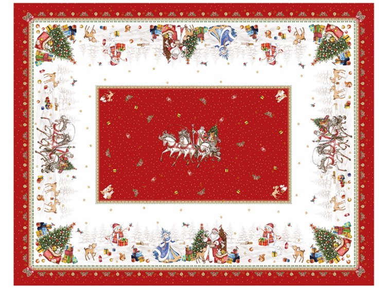 Скатерть "с новым годом" 140х180см, красный, 100% хлопок,твил пропитка Lefard (850-763-2)