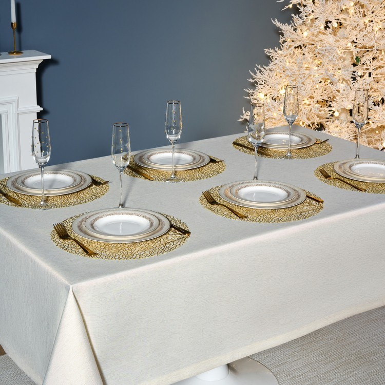 Скатерть  160х220 cm прямоугольная, "феерия. золото", цвет: бежевый, tm lefard, полиэстер 100% (кор= Lefard (986-003-21)