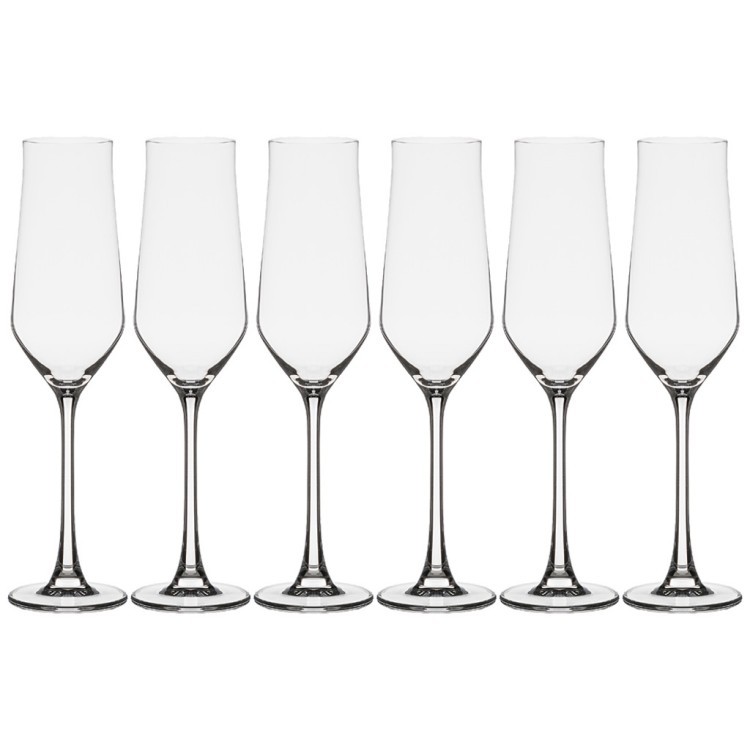 Набор бокалов для шампанского из 6 шт. "alca" 220 мл высота=26 см. Crystal Bohemia (669-321)